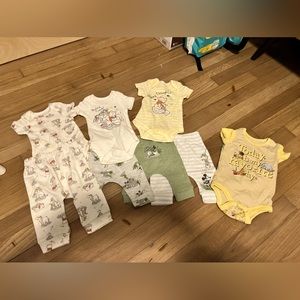 Disney themed newborn onsies and pants
